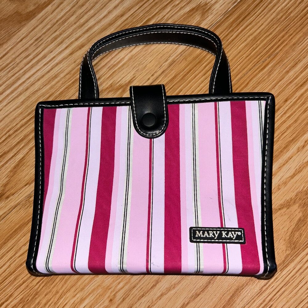 New Mary Kay Photo Album Purse pink stripe 4" x 6" pictures